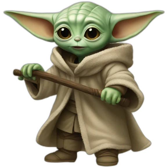 Baby yoda playing hocky emoji