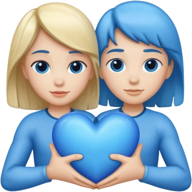 blue heart being embraced by arms emoji