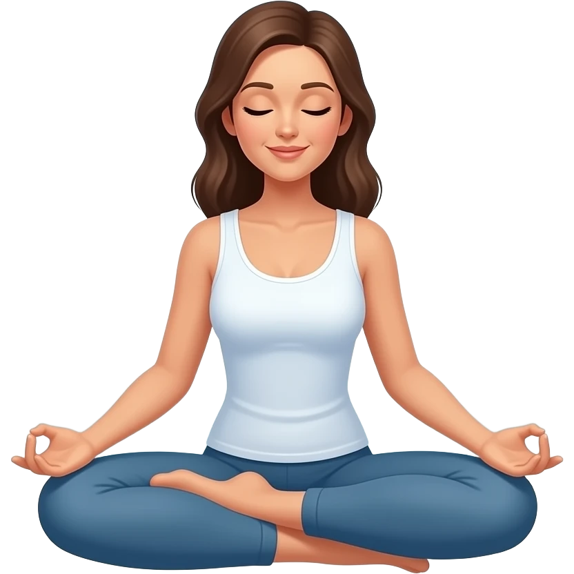 Make a women sit with cross legs like a yoga position and behind make it look like it's her good energy around protecting her emoji