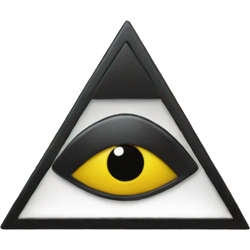 yellow triangle with a black top hat and one eye emoji