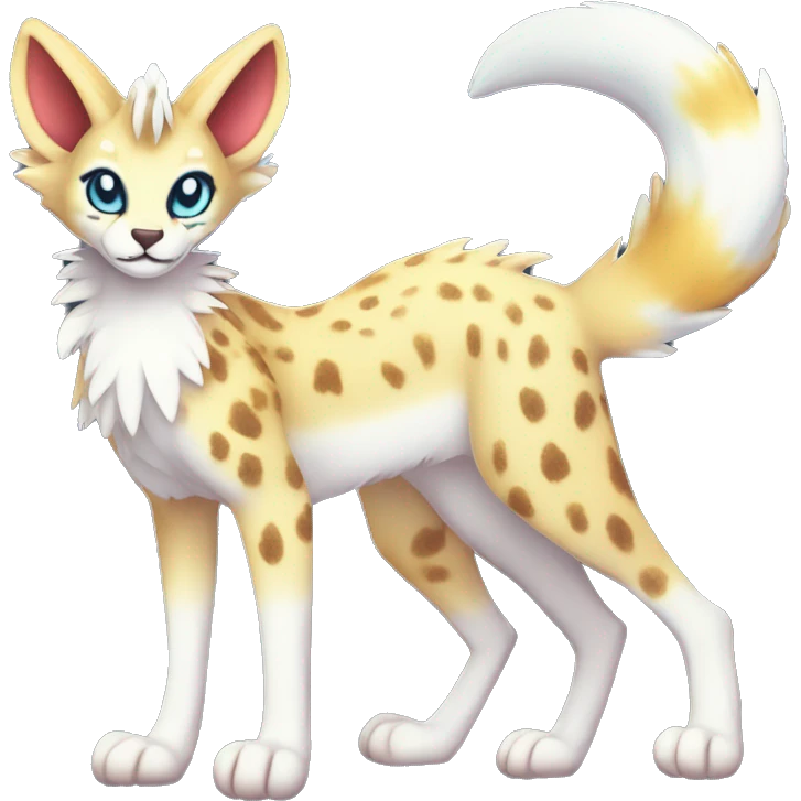 Cute Kawaii Epic Ethereal Sparkly Colorful Sergal-Serval-Vernid full body emoji