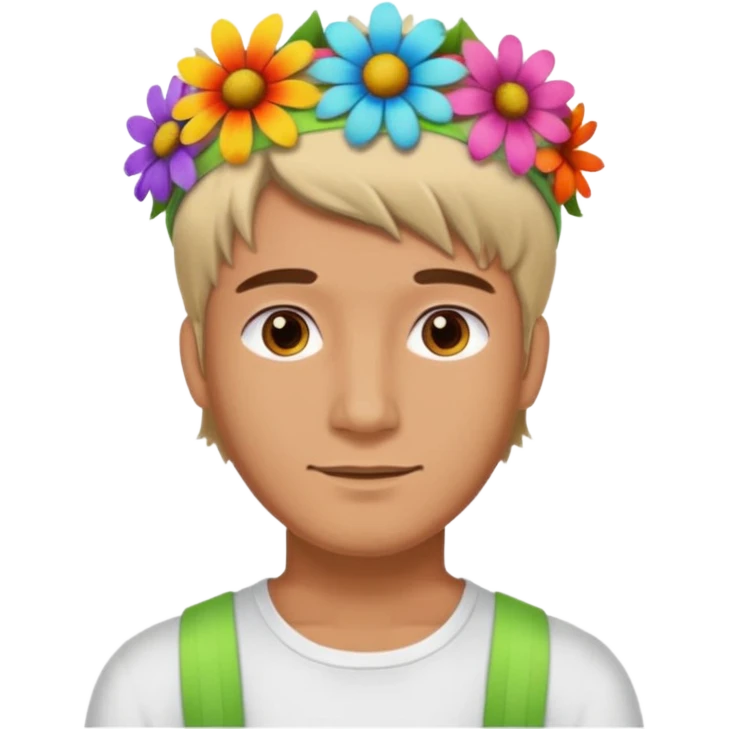 man with flower hair band  emoji