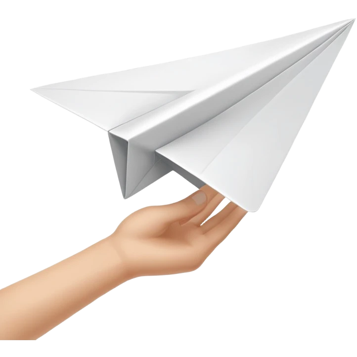 hand throwing a paper airplane, fun and dynamic emoji