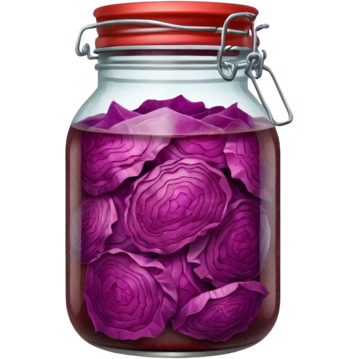 jar of red fermented cabbage, visible texture. emoji