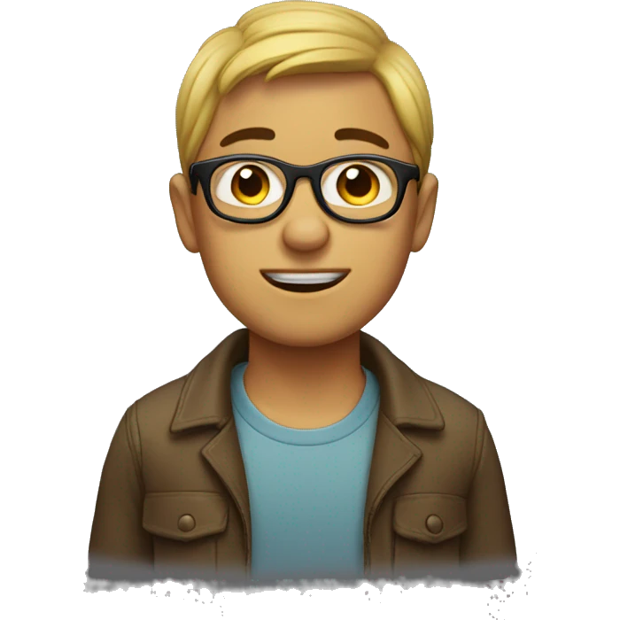 Cryinhe boy with glasses in the car emoji