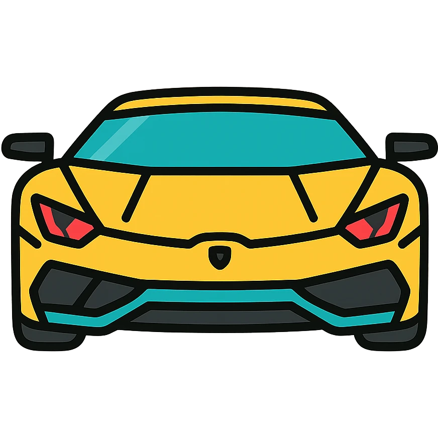 Lamborghini car, sleek and dynamic, bold black outlines, vibrant colors emoji