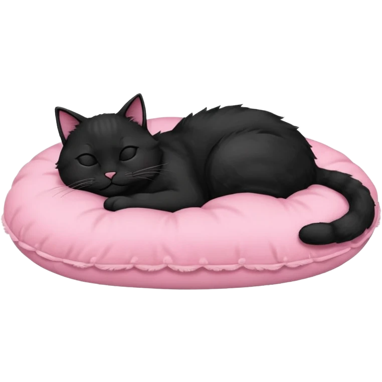 Black cat sleeping on pink pillow emoji