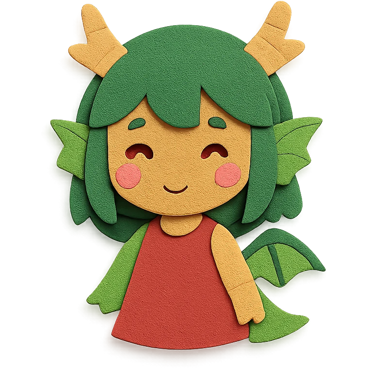 cute dragon girl with green hair emoji