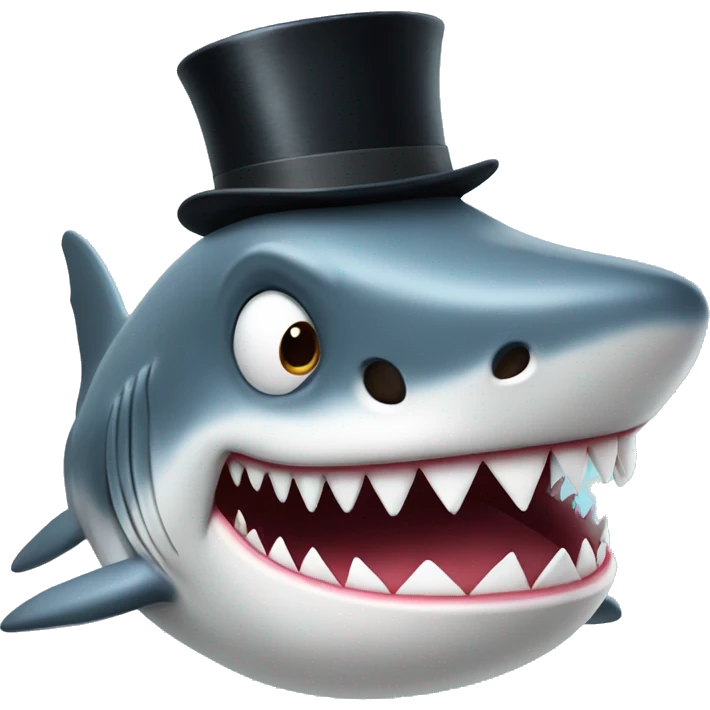 Shark with a top hat emoji