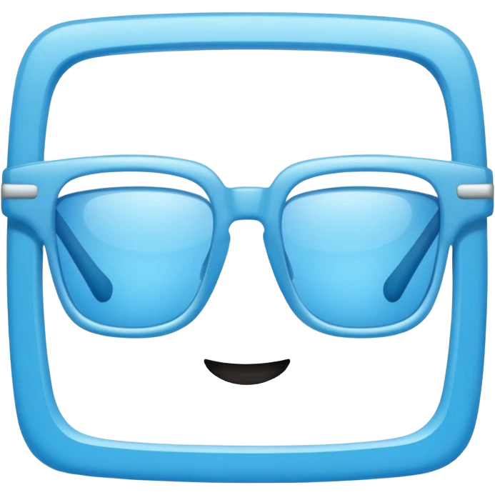 sky-blue square spectacle, slightly thick frame, glossy surface,Only glasses. emoji