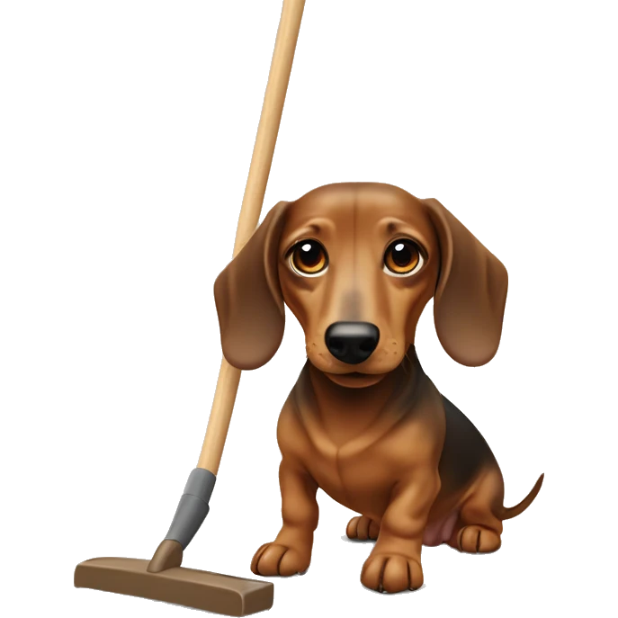 Dachshund dog sweeping the floor ￼ emoji