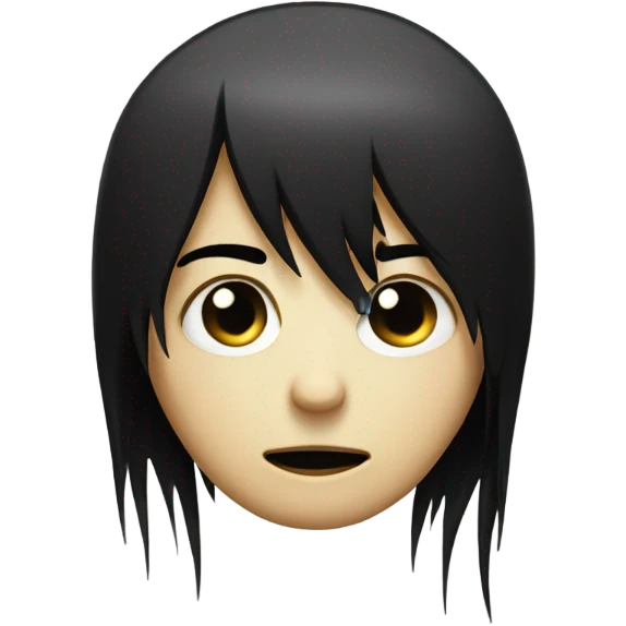 emo face with a black side fringe emoji