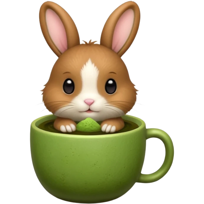 brown bunny in a cup of matcha  emoji