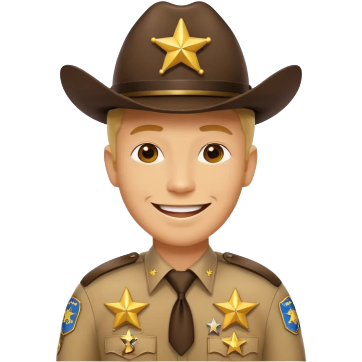 Generate me an emoji with a yellow man from the Apple emoji, in a realistic American sheriff's uniform emoji