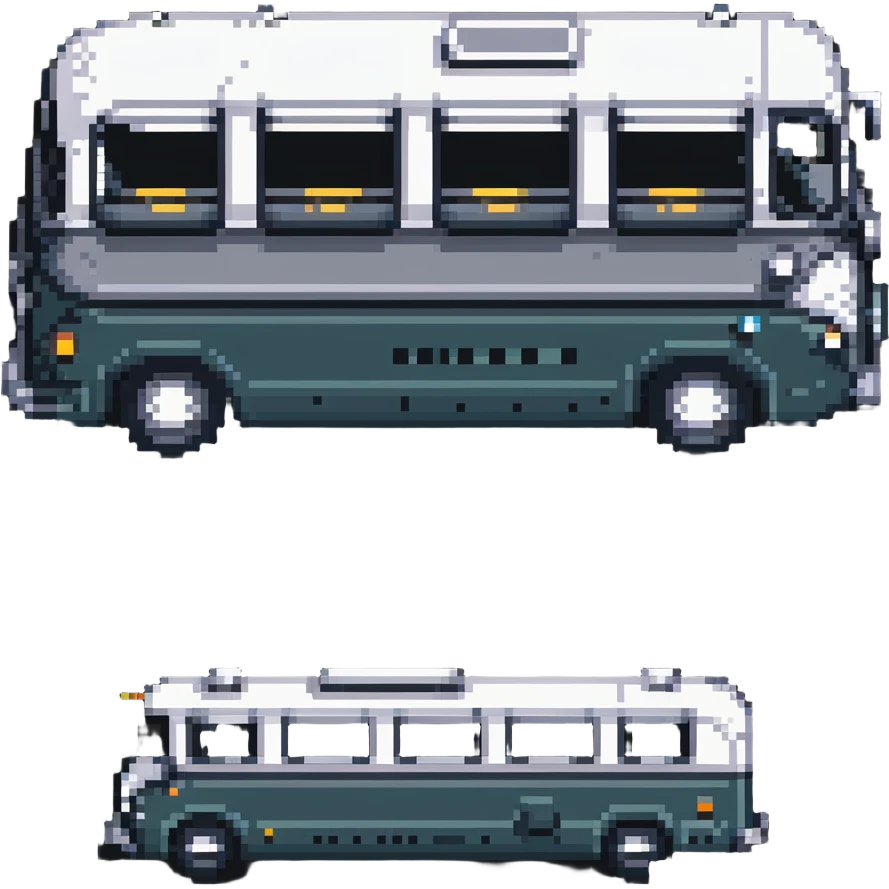 vintage greyhound coach bus from 1950s, pixel art style emoji