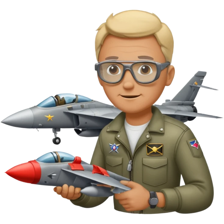Blind man working on fighter jet  emoji