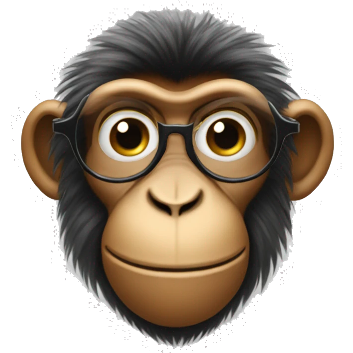 monkey with eyeglass but eyeglass on monkey's hair emoji