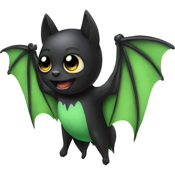 Black bat green wings emoji
