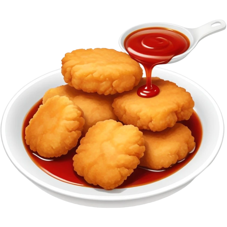 Chicken nuggets and Asian sweet and sour sauce emoji