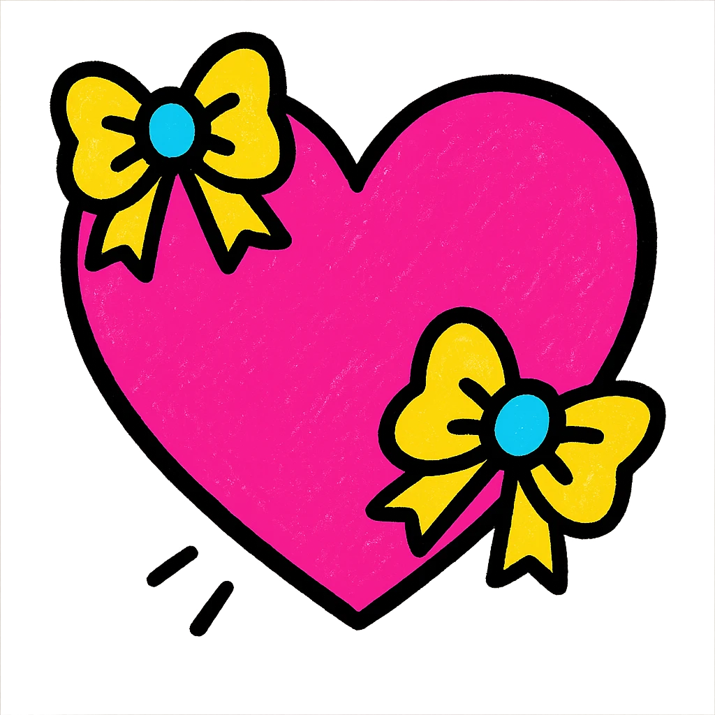 heart with bows on it, vibrant and playful style emoji