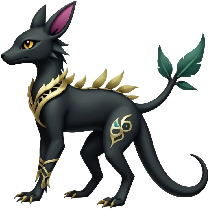 Shiny Dark Edgy Gothic Gloomy Futuristic Salandit-Umbreon-Shaymin-Anubis-Hybrid (Full body) emoji