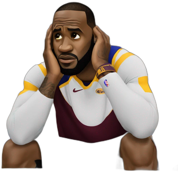 Lebron James sad crying sitting emoji