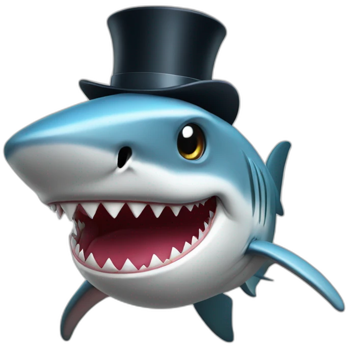 Shark with a top hat emoji