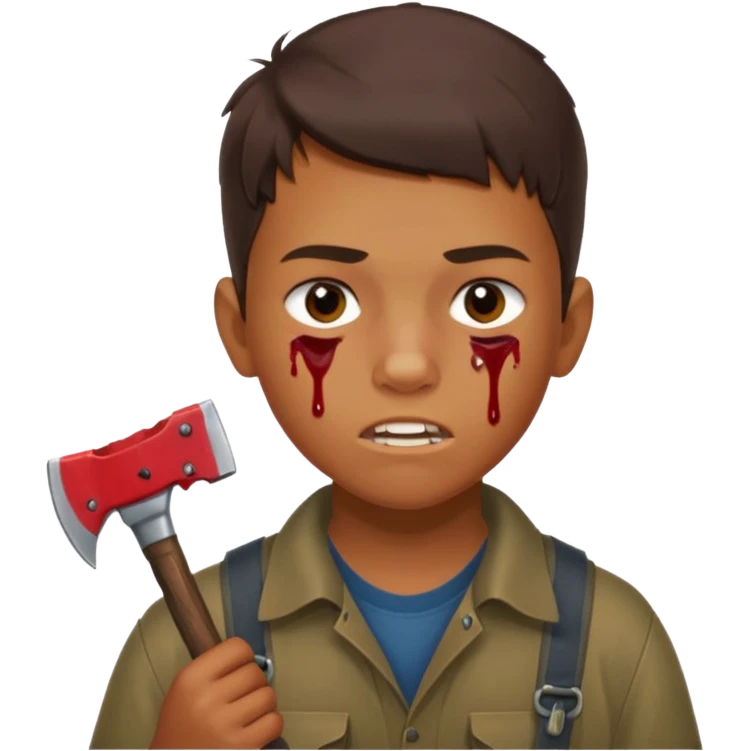 13 y/o Brian robeson at the beginning of Hatchet
determined, has hatchet, self-reliant, observant survivalist, berry juice on mouth, bug bites on face emoji