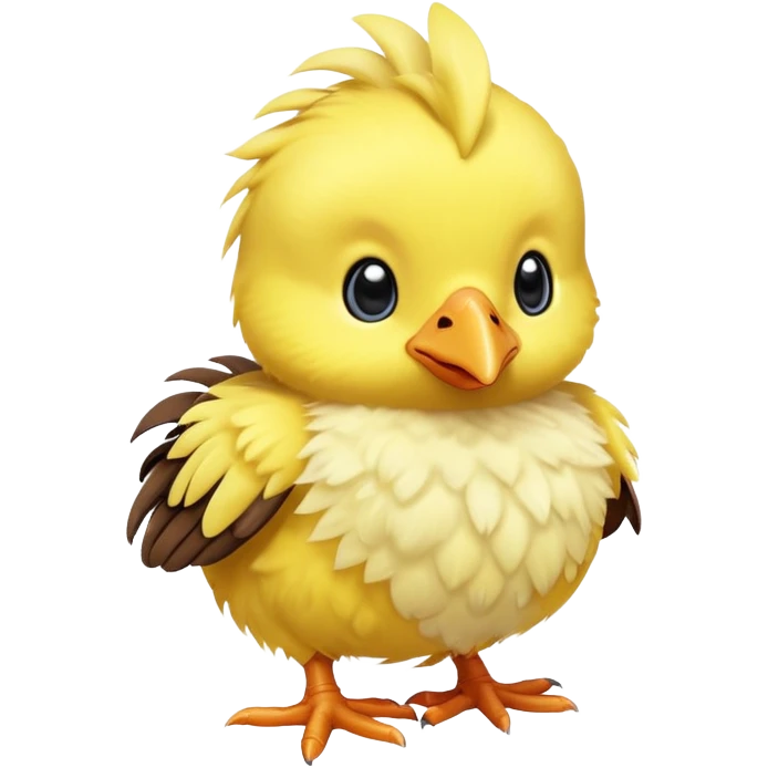 Baby chocobo from Final Fantasy, cute tiny yellow bird chick with fluffy feathers emoji