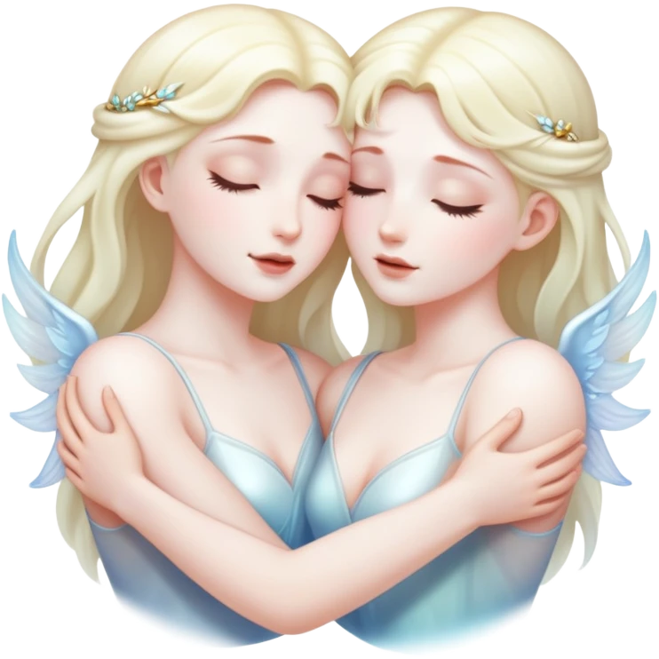 two ethereal souls embracing each other emoji