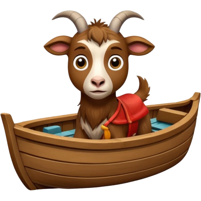 a frightened goat in a boat emoji