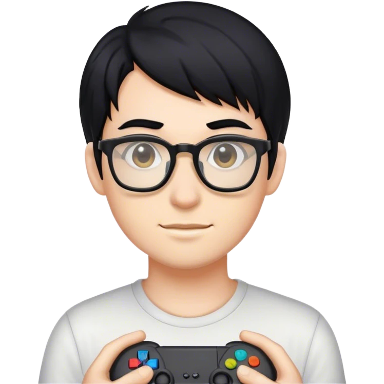 gamer, black hair girl with glasses emoji