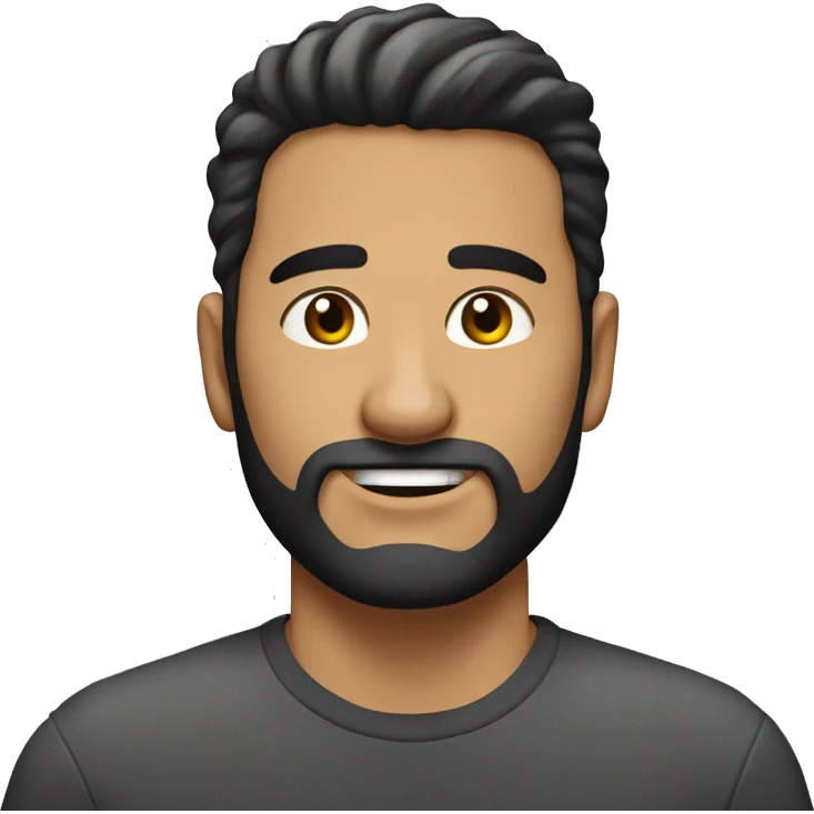 Hombre joven moreno, con algo de barba, seño fruncido y pelo corto emoji