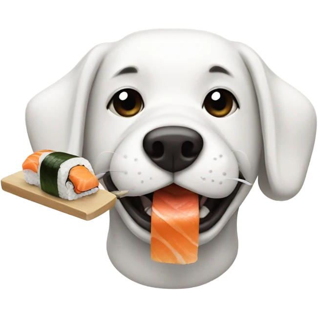 Dog eating sushi emoji