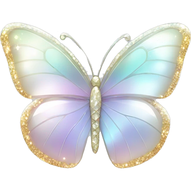 Sparkly glossy Pastel white iridescent glass crystal butterfly emoji