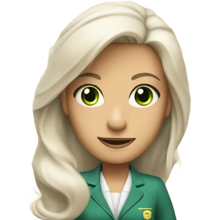 Flight attendant with long white hair with green eyes emoji