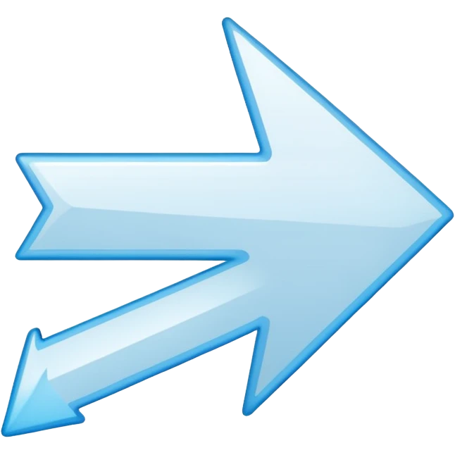 Extremely simplistic white arrow with light blue outline pointing. make the point only on one side emoji