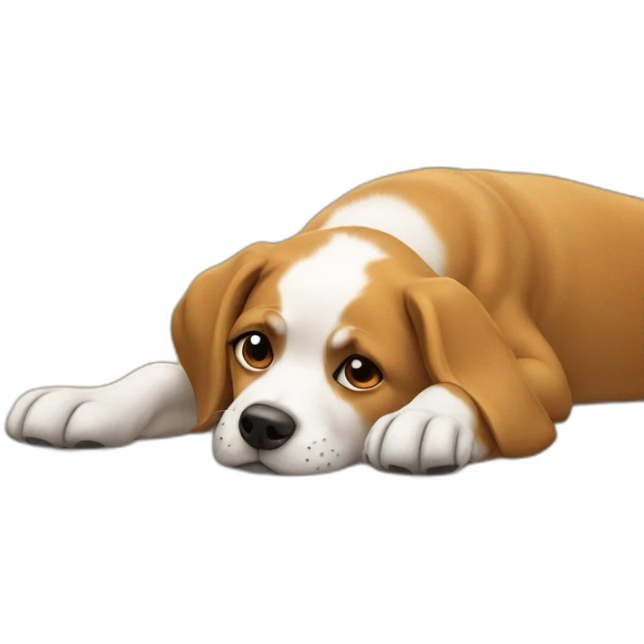 dog lying under a desk emoji