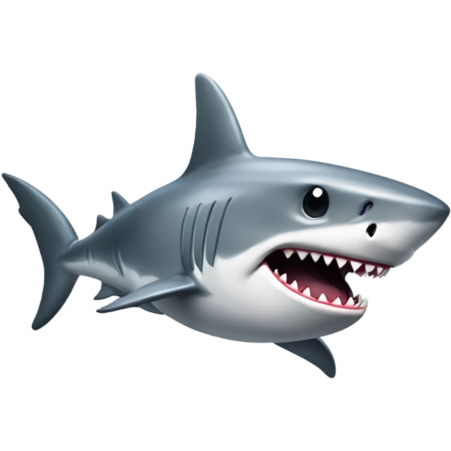 A large, toothy shark with a menacing expression, its body a metallic gray color. emoji