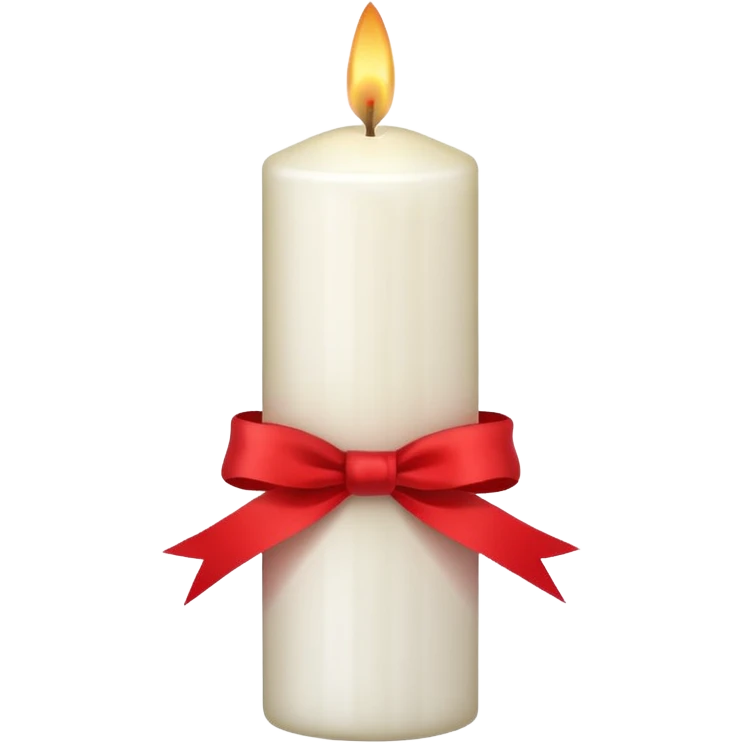 white candle with a ribbon emoji