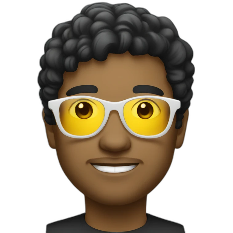 white entreprenuer with yellow tinted glasses and black hair emoji
