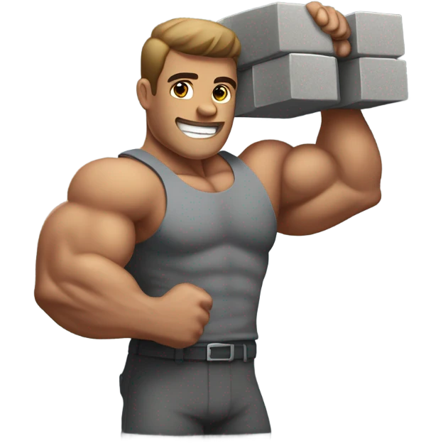 Muscle man holding Cinderblock emoji