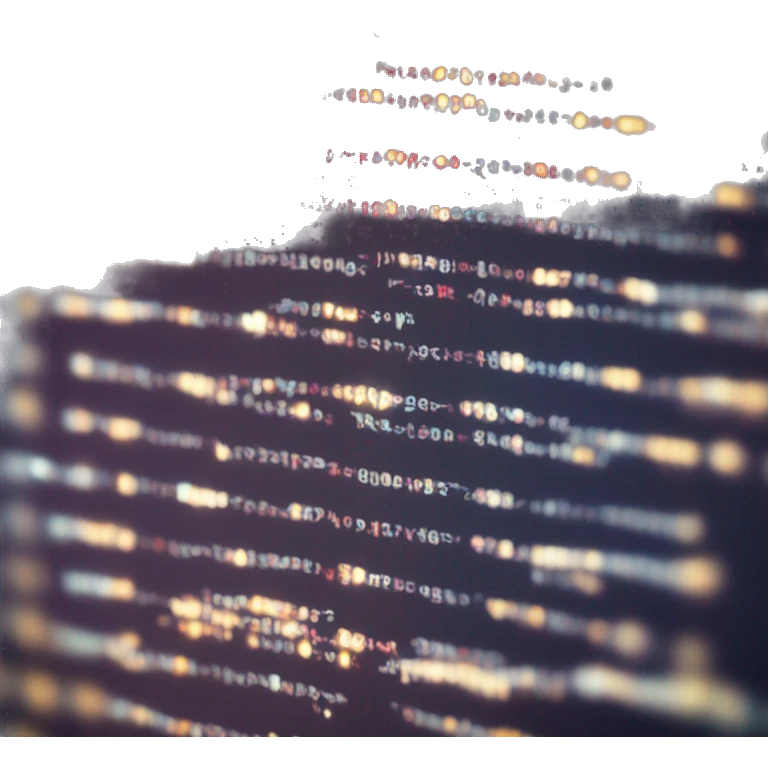 Programming code on a laptop screen with light beams behind emoji