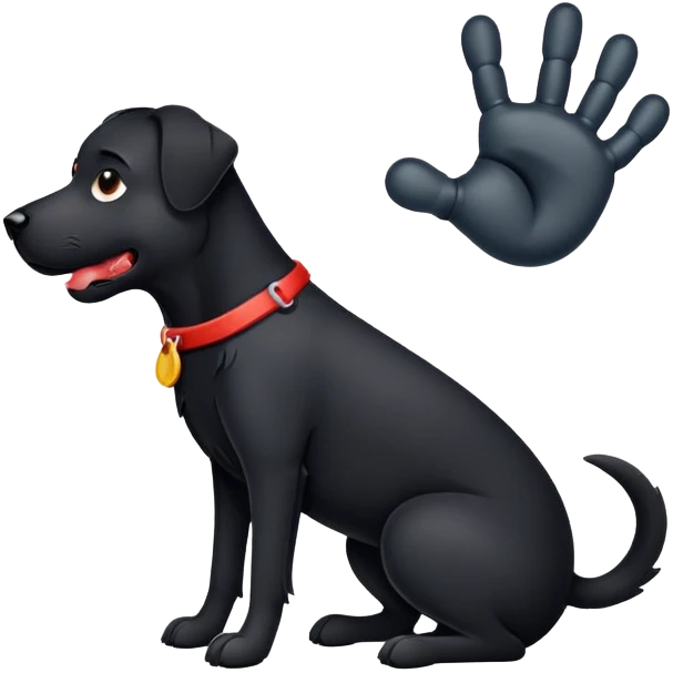 black dog with a broken arm emoji