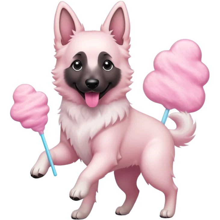 White belgian Shepard Dancing on Cotton candy  emoji