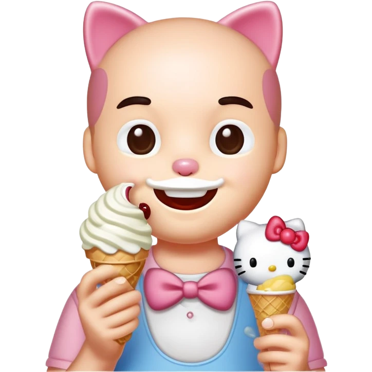 Hello kitty with a man ice cream emoji
