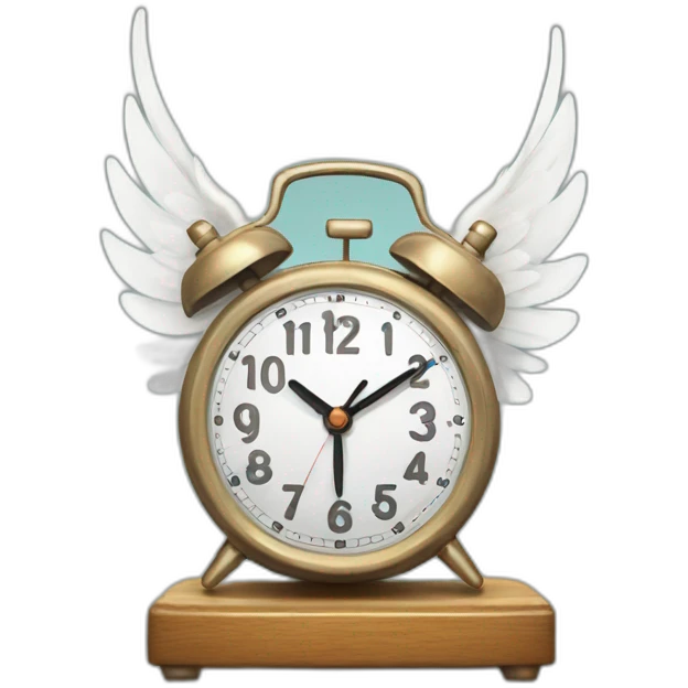 Alarm clock with wings flying emoji