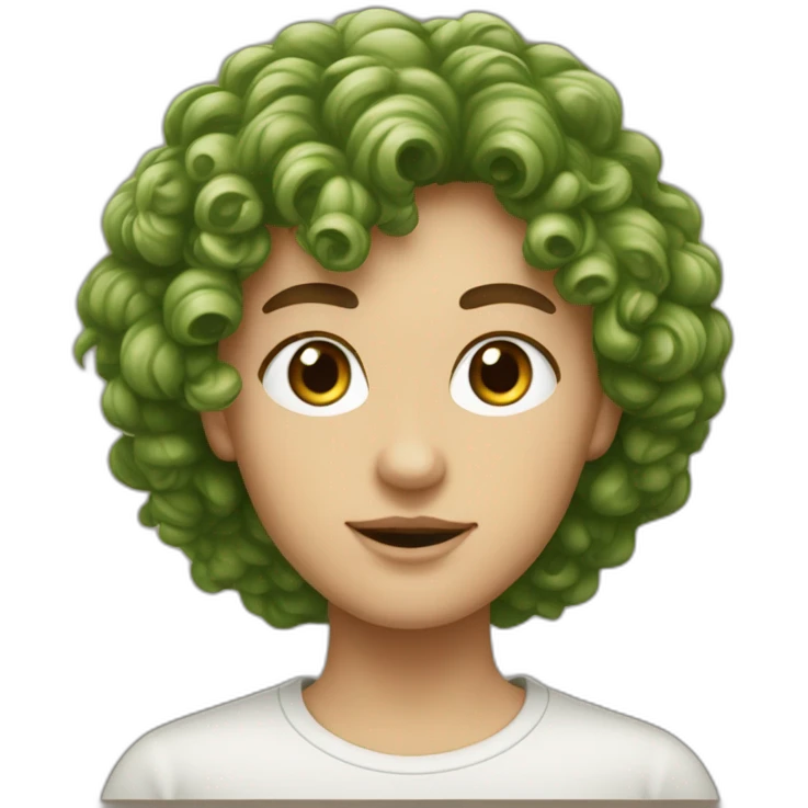 Karl yeux vert marron cheveux bouclés marrons peau beige emoji