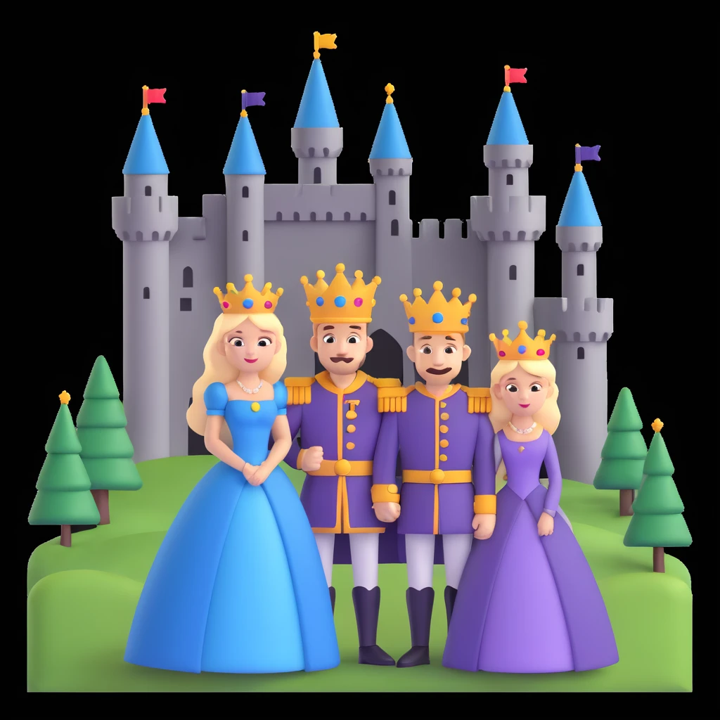 king and queen posing, castle background emoji