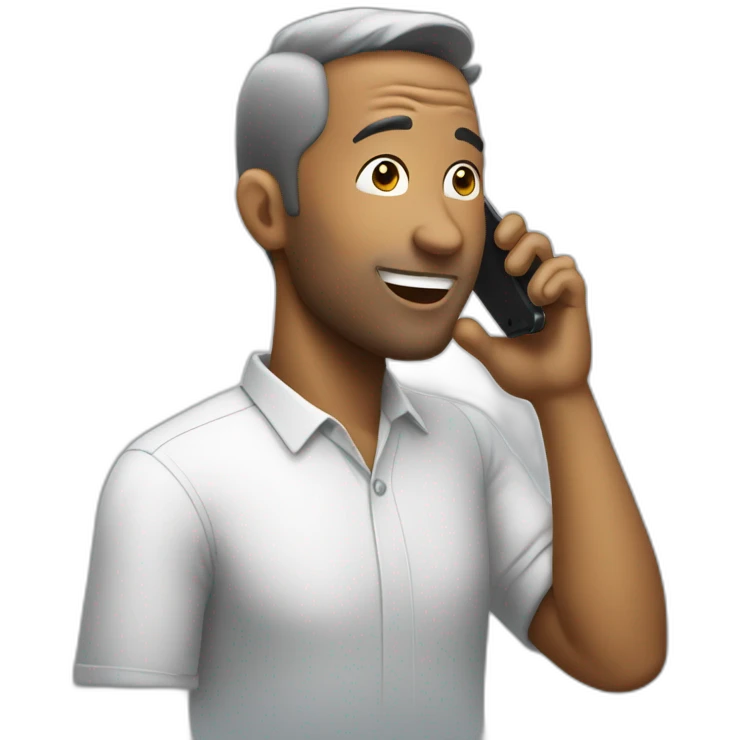 A man talks into a mobile phone emoji